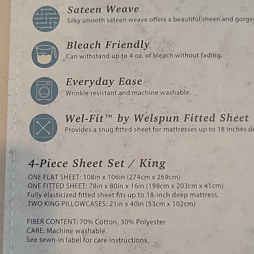 Wel Home 4-piece Sheet Set Cotton-rich blend